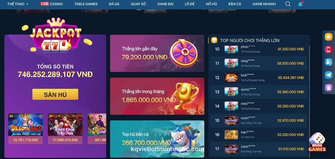 Giao diện Jackpot Vietlott